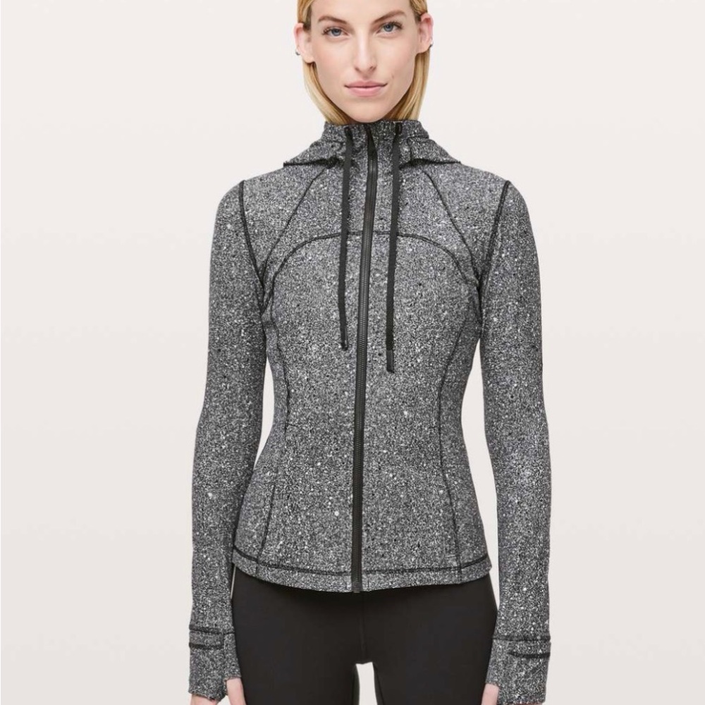 Lululemon Hooded Define Nulu Sz 6 Luminescence Splatter Black White
